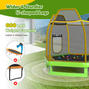 7 ft Trampoline with Ladder & Slide - Perfect for Indoor & Outdoor Kids' Playtime