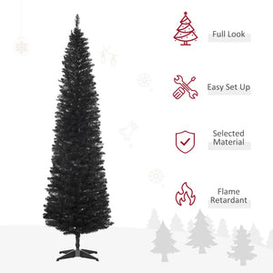 7' Slim Artificial Pencil Christmas Tree with 499 Realistic Branch Tips and Sturdy Stand