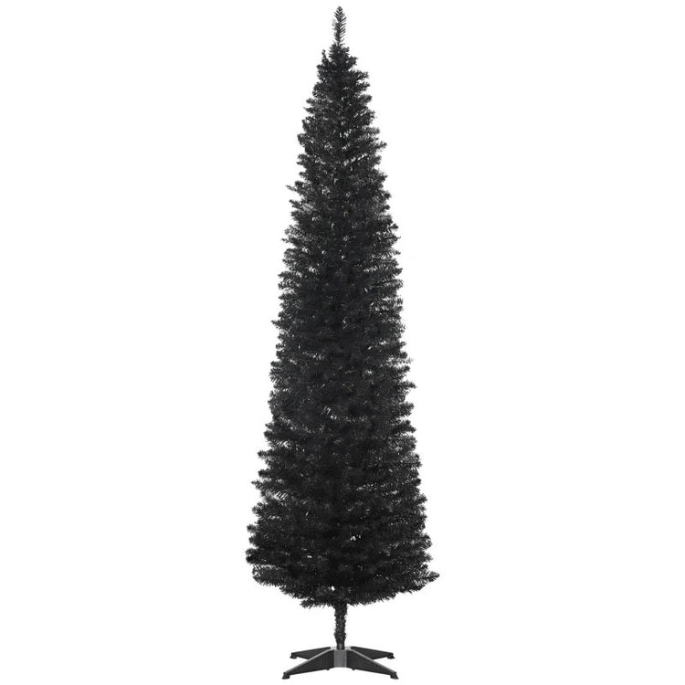 7' Slim Artificial Pencil Christmas Tree with 499 Realistic Branch Tips and Sturdy Stand