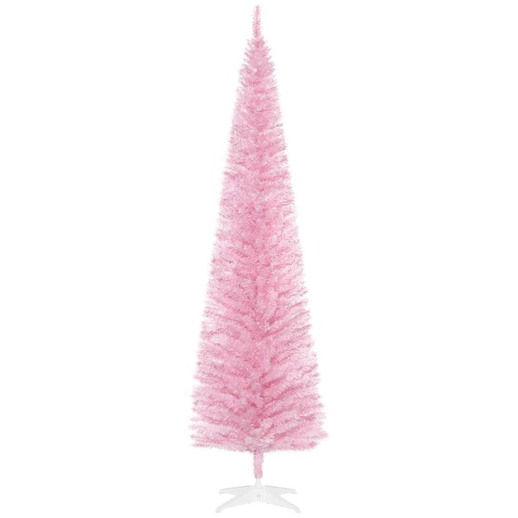 7' Slim Artificial Pencil Christmas Tree with 499 Realistic Branch Tips and Sturdy Stand