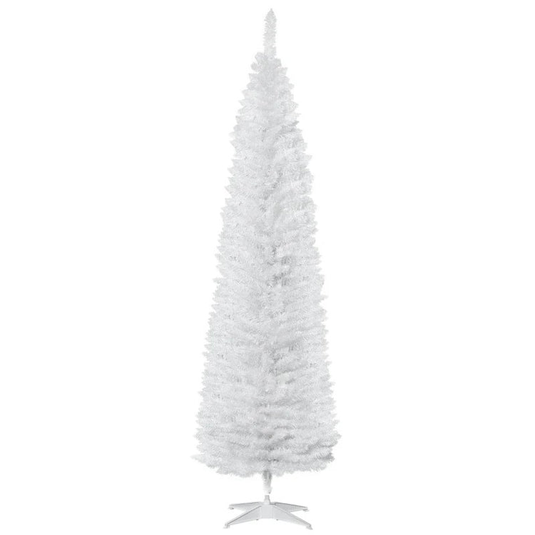 7' Slim Artificial Pencil Christmas Tree with 499 Realistic Branch Tips and Sturdy Stand