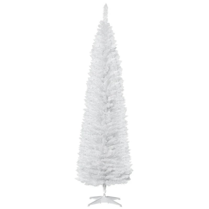 7' Slim Artificial Pencil Christmas Tree with 499 Realistic Branch Tips and Sturdy Stand