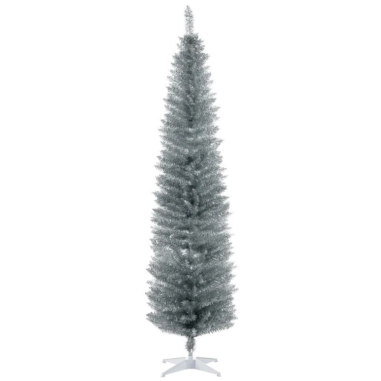 7' Slim Artificial Pencil Christmas Tree with 499 Realistic Branch Tips and Sturdy Stand