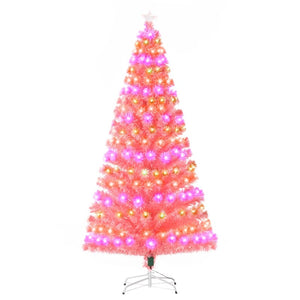 7ft Tall Artificial Christmas Tree with 280 Multi-Color Fiber Optic LED Lights