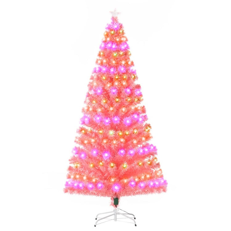 7ft Tall Artificial Christmas Tree with 280 Multi-Color Fiber Optic LED Lights