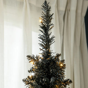 7ft and 5ft Black Pencil Christmas Trees, Slim Artificial Tree with LED Lights, Realistic Branches