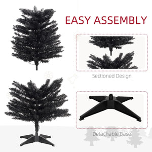 7ft and 5ft Black Pencil Christmas Trees, Slim Artificial Tree with LED Lights, Realistic Branches