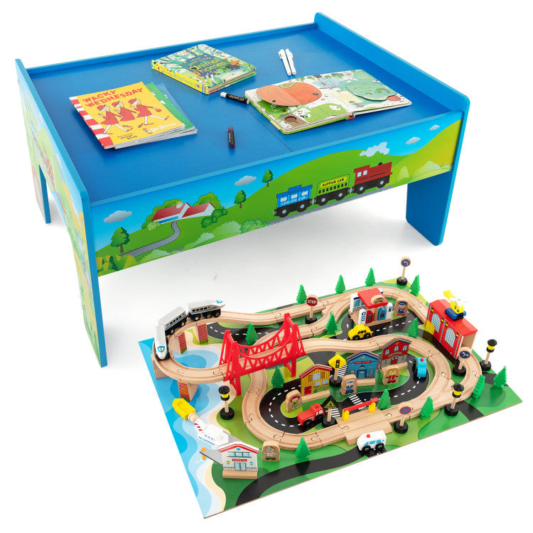 80-Piece Wooden Train Set with Table for Kids - Interactive Learning and Play