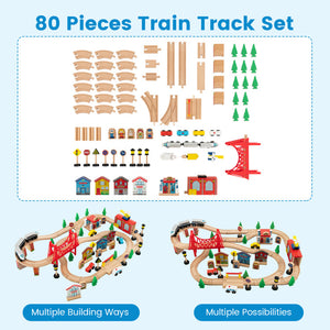 80-Piece Wooden Train Set with Table for Kids - Interactive Learning and Play