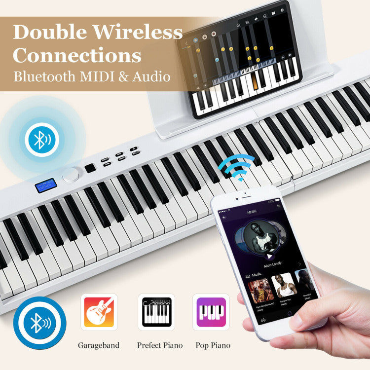 88-Key Foldable Digital Piano with MIDI, Bluetooth Connectivity & Portable Design