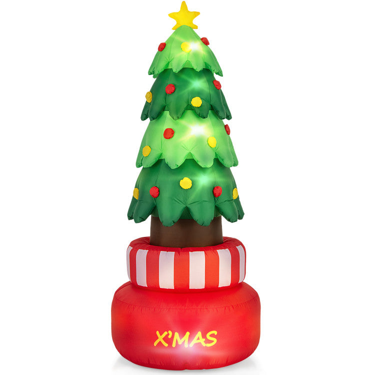 8 FT Inflatable Rotating Christmas Tree with LED Lights and Stability Water Bags