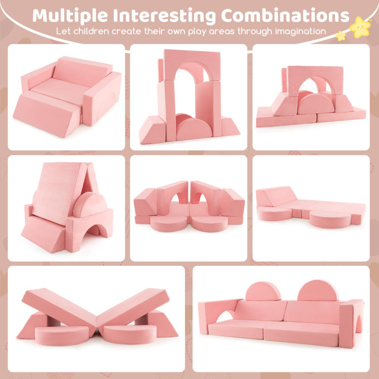 8-Piece Kids Modular Play Sofa with Removable Covers for Playroom & Bedroom Furniture