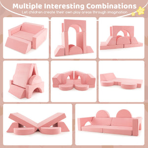 8-Piece Kids Modular Play Sofa with Removable Covers for Playroom & Bedroom Furniture