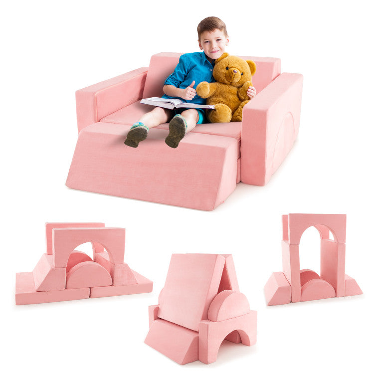 8-Piece Kids Modular Play Sofa with Removable Covers for Playroom & Bedroom Furniture