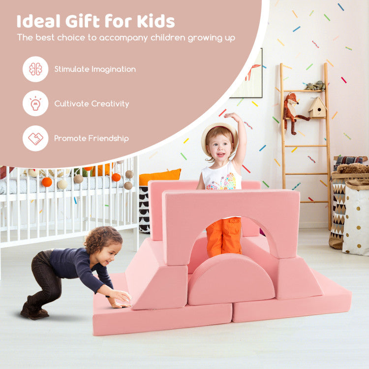 8-Piece Kids Modular Play Sofa with Removable Covers for Playroom & Bedroom Furniture