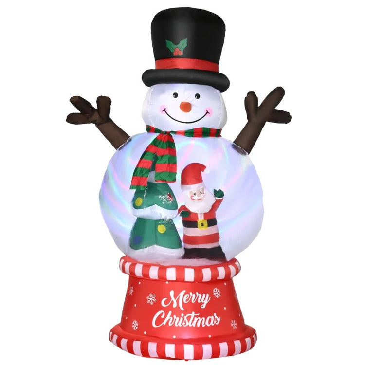 8ft Inflatable Snowman with Rotating Colorful Lights - LED Outdoor Christmas Decor