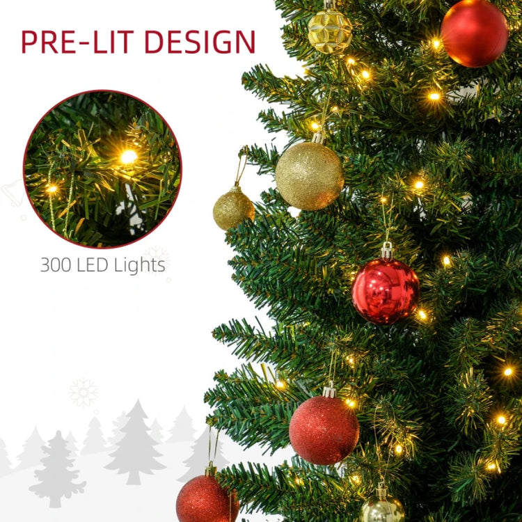 8ft Slim Pencil Artificial Christmas Tree with Realistic Branches & Warm White LED Lights