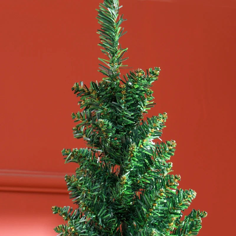 8ft Tall Skinny Unlit Pencil Christmas Tree, 618 Realistic Branches, Plastic Base