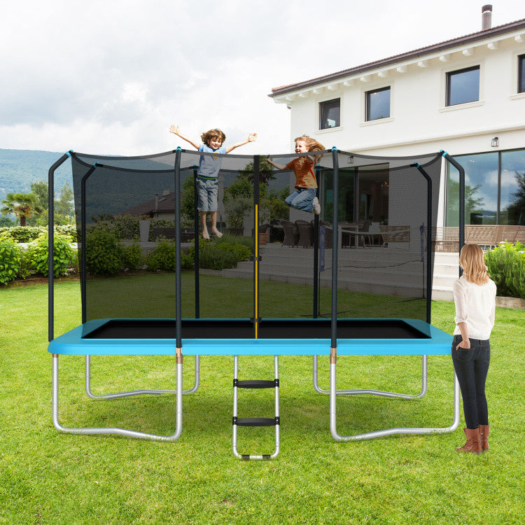 8x14 ft Rectangular Trampoline with Safety Net & Ladder - Durable Kids' Outdoor Fun