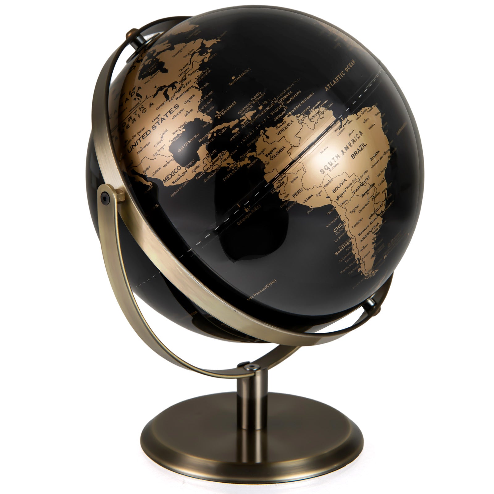 9-inch metallic world globe with sturdy metal stand for desks