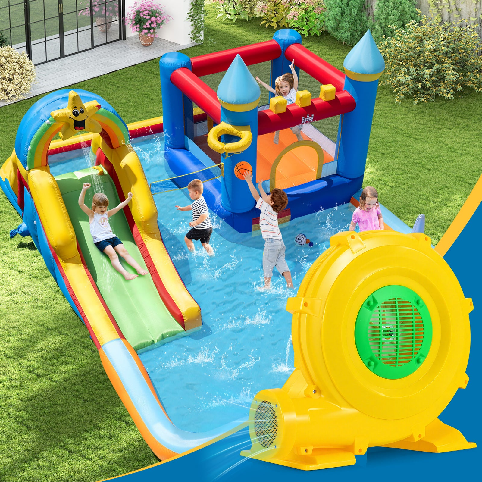 980W bounce house blower with portable design