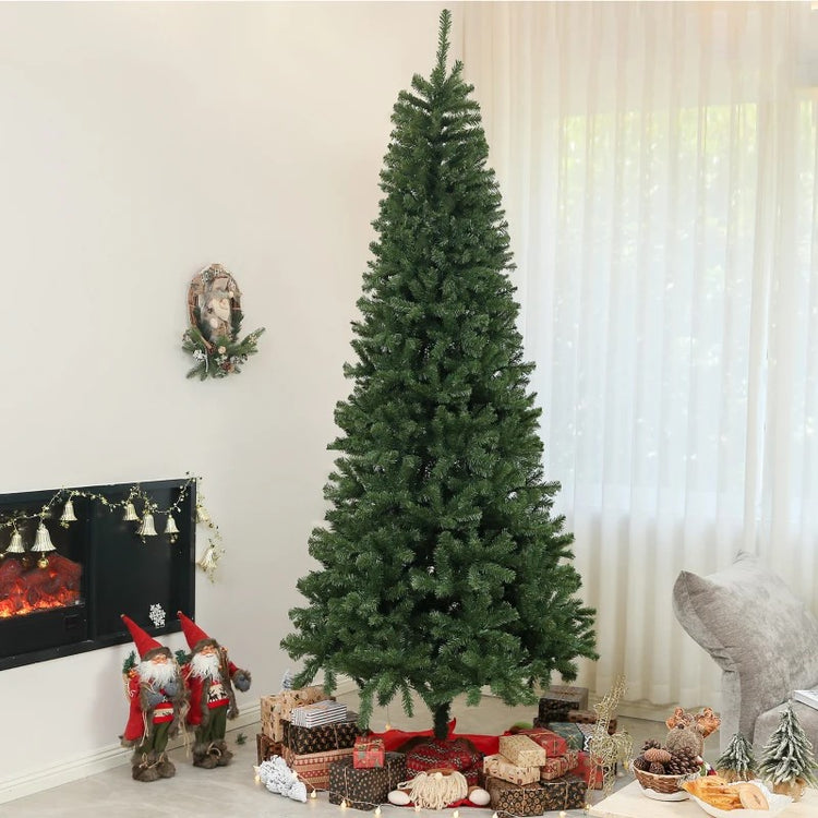 9ft Artificial Christmas Tree with 2132 Realistic Branch Tips, Auto-Open, and Steel Base, Green