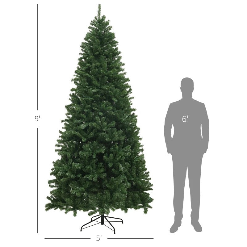 9ft Artificial Christmas Tree with 2132 Realistic Branch Tips, Auto-Open, and Steel Base, Green