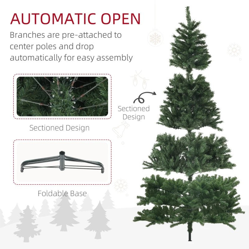 9ft Artificial Christmas Tree with 2132 Realistic Branch Tips, Auto-Open, and Steel Base, Green