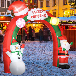 9ft Christmas Inflatable Archway with Santa & Snowman, LED Outdoor Decor