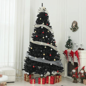 9ft Unlit Black Artificial Christmas Tree with 2132 Branch Tips & Steel Base, Holiday Decor