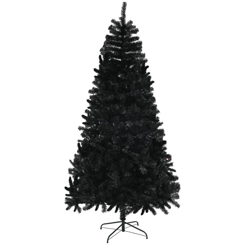 9ft Unlit Black Artificial Christmas Tree with 2132 Branch Tips & Steel Base, Holiday Decor