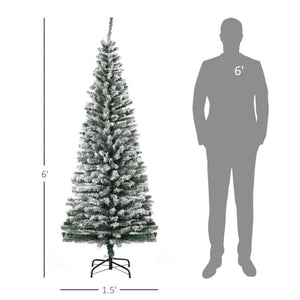 9ft, 7.5ft & 6ft Slim Snow-Flocked Artificial Christmas Trees with Realistic Branches