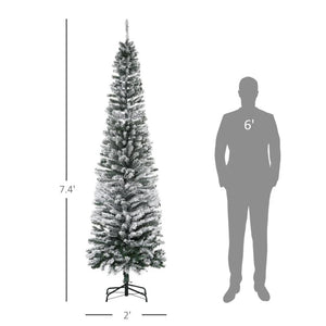 9ft, 7.5ft & 6ft Slim Snow-Flocked Artificial Christmas Trees with Realistic Branches