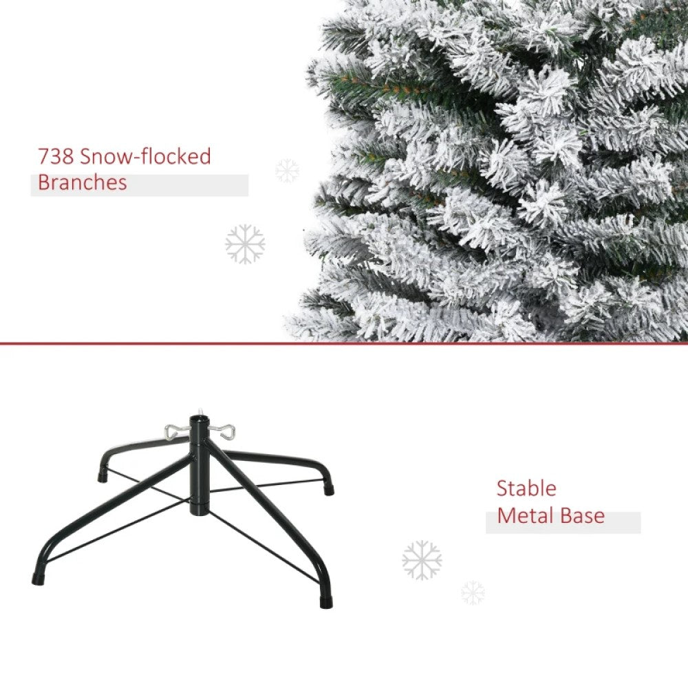 9ft, 7.5ft & 6ft Slim Snow-Flocked Artificial Christmas Trees with Realistic Branches