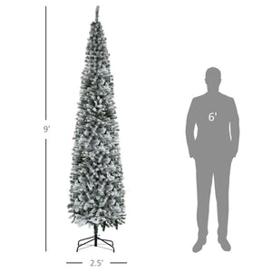 9ft, 7.5ft & 6ft Slim Snow-Flocked Artificial Christmas Trees with Realistic Branches