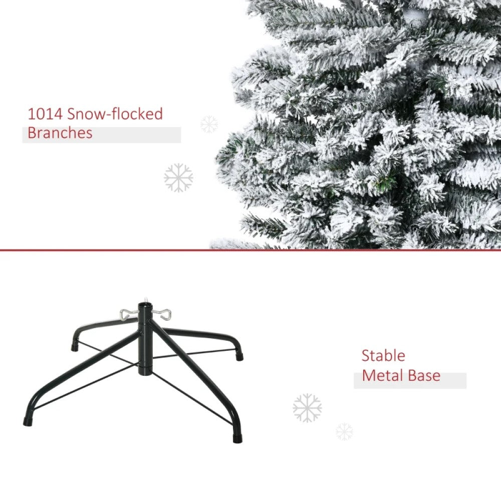 9ft, 7.5ft & 6ft Slim Snow-Flocked Artificial Christmas Trees with Realistic Branches