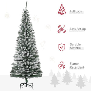 9ft, 7.5ft & 6ft Slim Snow-Flocked Artificial Christmas Trees with Realistic Branches