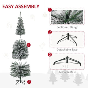 9ft, 7.5ft & 6ft Slim Snow-Flocked Artificial Christmas Trees with Realistic Branches