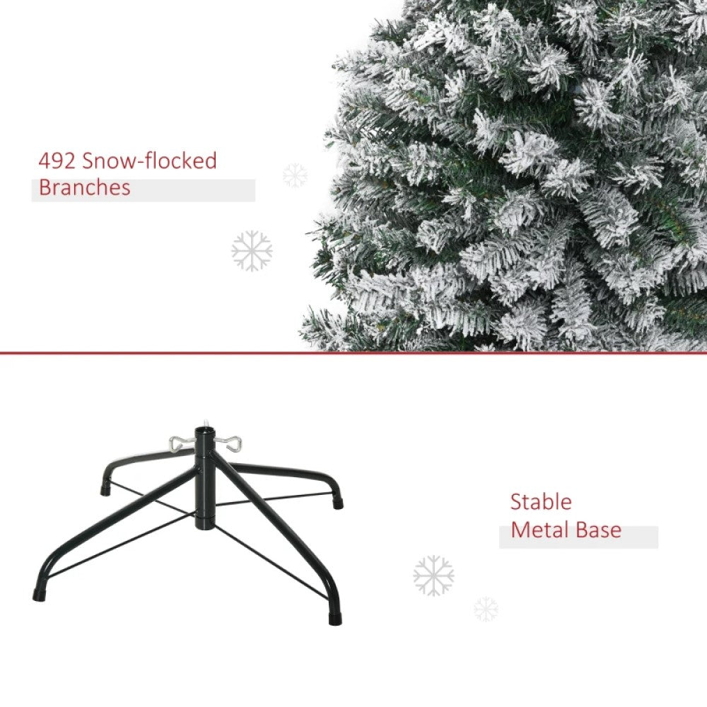 9ft, 7.5ft & 6ft Slim Snow-Flocked Artificial Christmas Trees with Realistic Branches