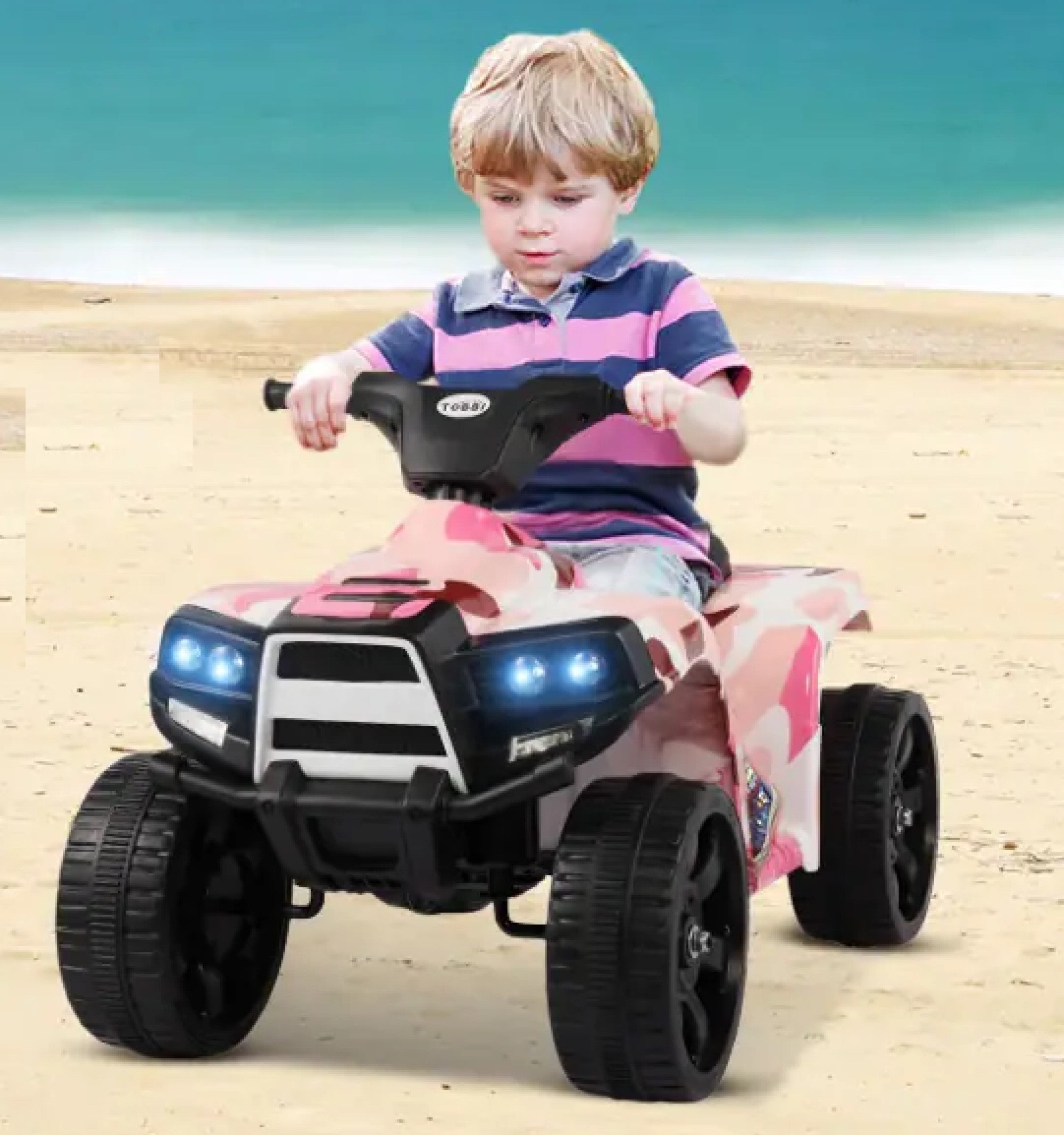 Tobbi 6V Electric Kids Ride On ATV Quad, Battery Powered 4 Wheeler Ride On Toy Car - Toys Ride, Children's Toy ATV Light Pink