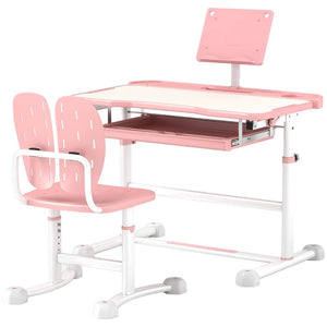 Adjustable Kids Desk & Chair Set with Tilt Desktop and Storage – Qaba