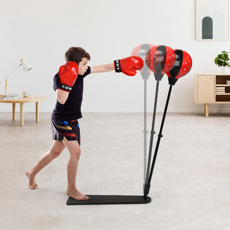 Adjustable Kids Punching Bag Set with Boxing Gloves - Durable Stand for Active Playtime