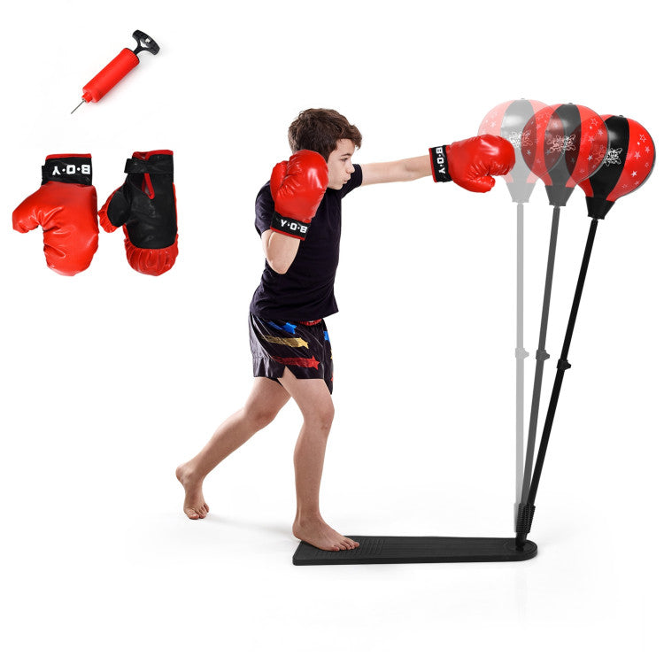 Adjustable Kids Punching Bag Set with Boxing Gloves - Durable Stand for Active Playtime