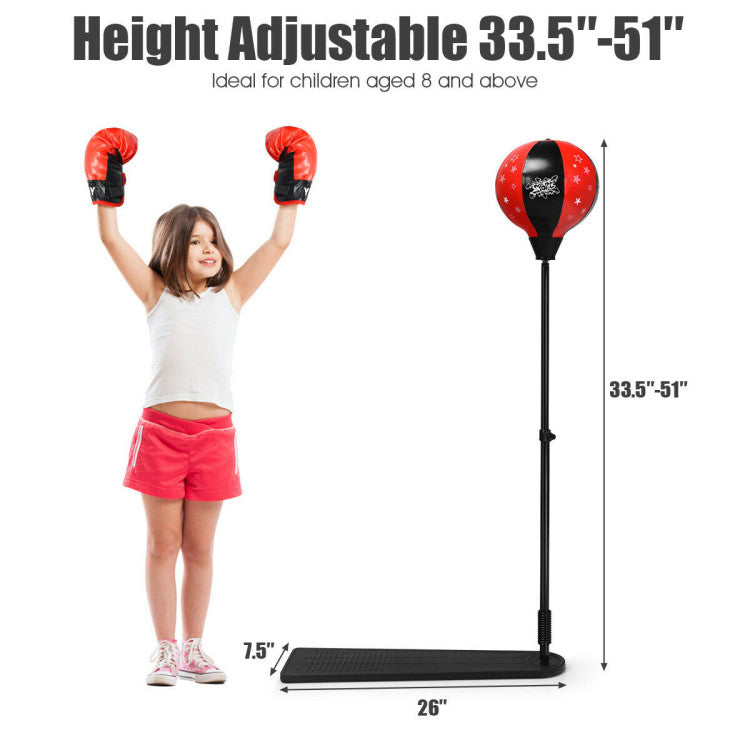 Adjustable Kids Punching Bag Set with Boxing Gloves - Durable Stand for Active Playtime