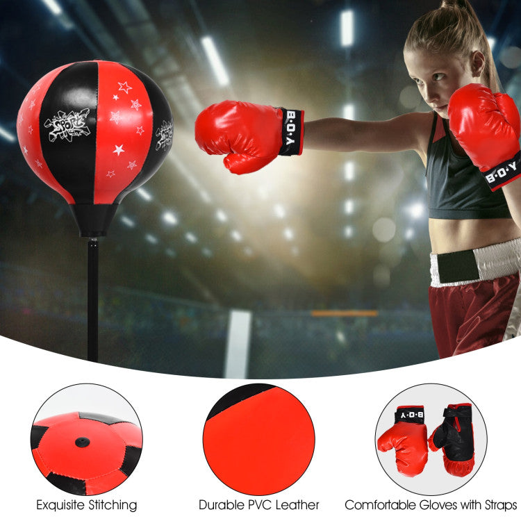 Adjustable Kids Punching Bag Set with Boxing Gloves - Durable Stand for Active Playtime