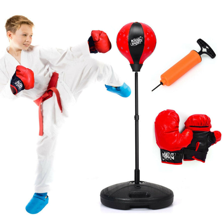 Adjustable Kids Punching Bag Toy Set with Boxing Gloves for Active Playtime - Toy Sports for Preschoolers