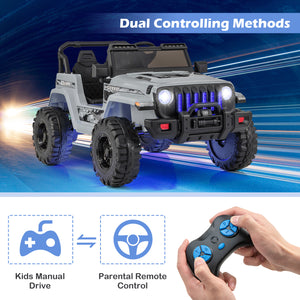 Toy truck with dual controlling methods on a blue background