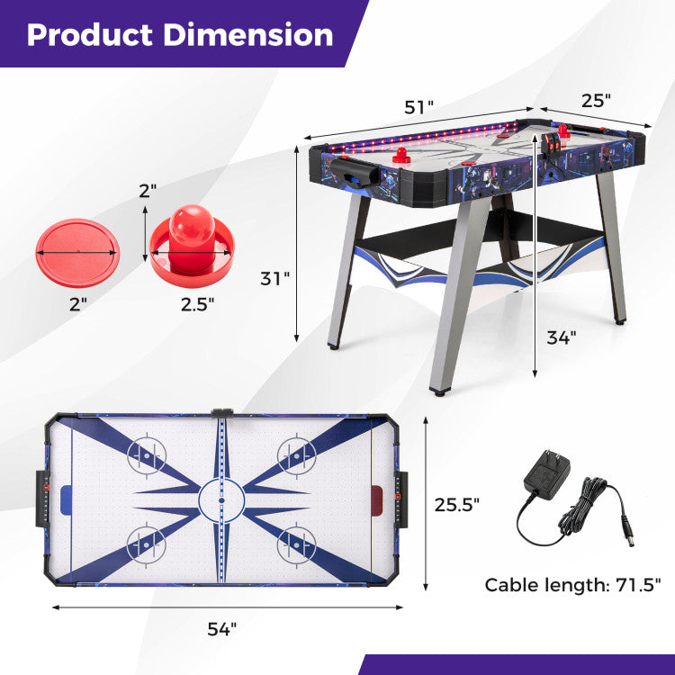 Air Hockey Game Table with 2 Pushers & Pucks – Fun Indoor Air-Powered Game