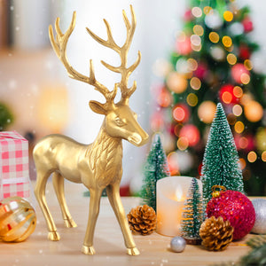 Aluminum Reindeer Sculpture – Standing Deer Statue for Elegant Indoor Christmas Decor