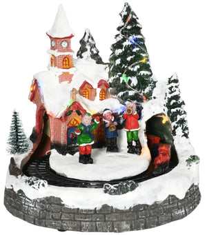 Animated Christmas Village Scene with Pre-Lit LED Lights, Musical Train and Figures